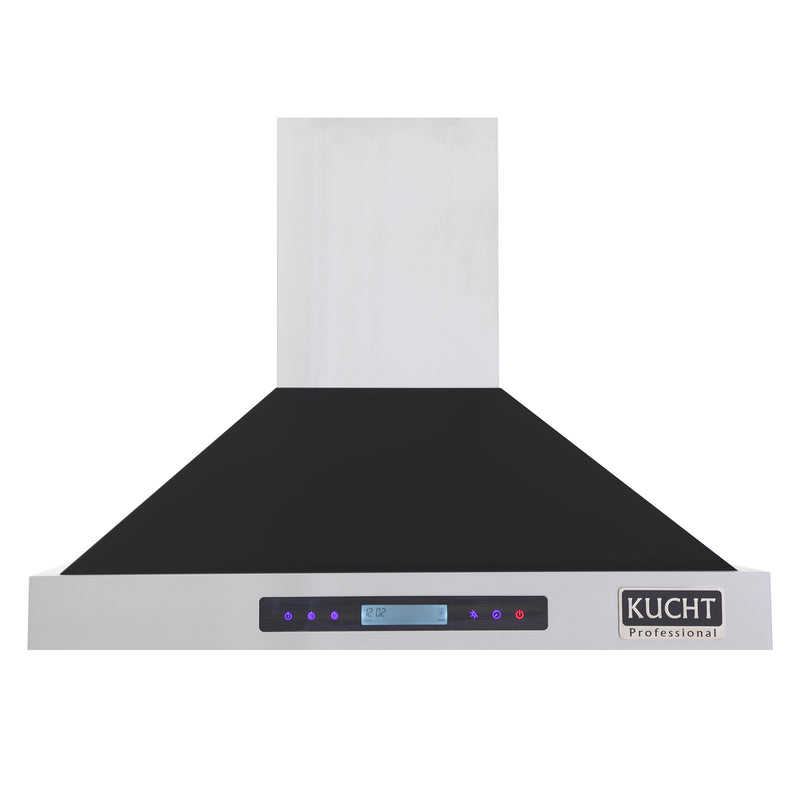 Kucht Professional 30" 900 CFM Wall Mount Range Hood in Black, Digital Controls, KRH3015-K