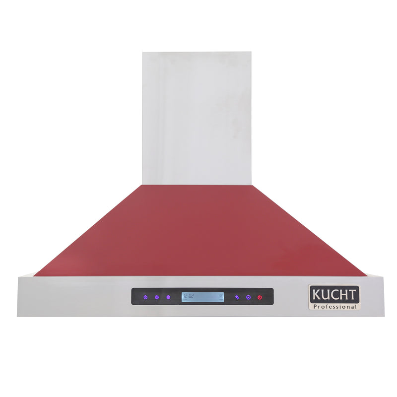 Kucht Professional 30" 900 CFM Wall Mount Range Hood in Red, Digital Controls, KRH3015-R