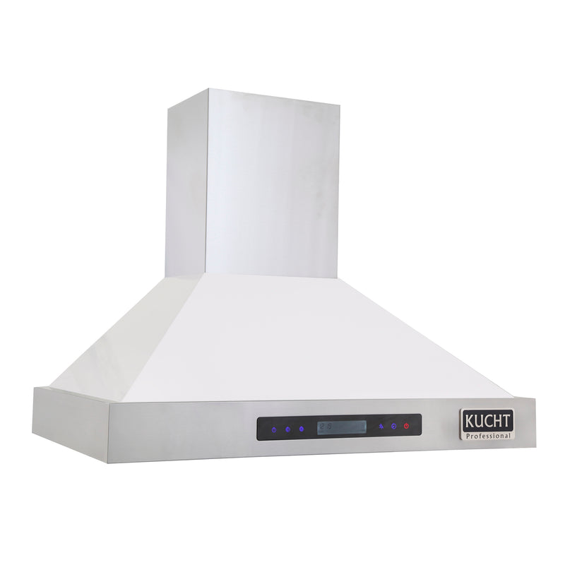 Kucht Professional 30" 900 CFM Wall Mount Range Hood in White, Digital Controls, KRH3015-W