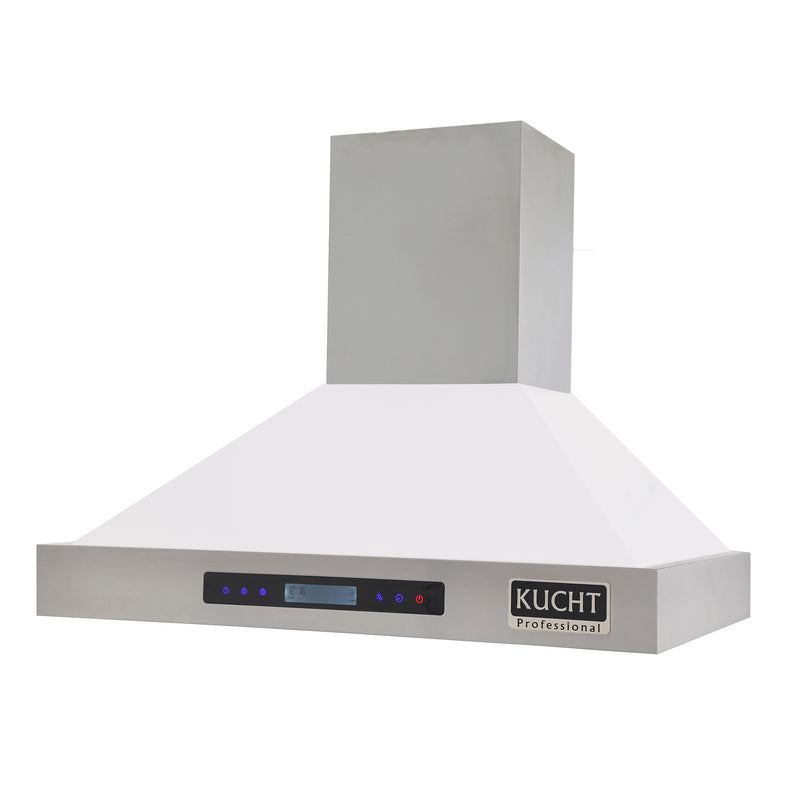 Kucht Professional 30" 900 CFM Wall Mount Range Hood in White, Digital Controls, KRH3015-W