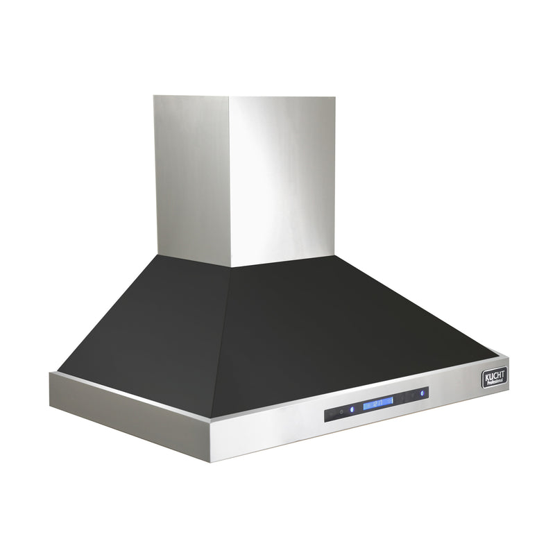 Kucht Professional 36" 900 CFM Wall Mount Range Hood in Black, Digital Controls, KRH3615-K