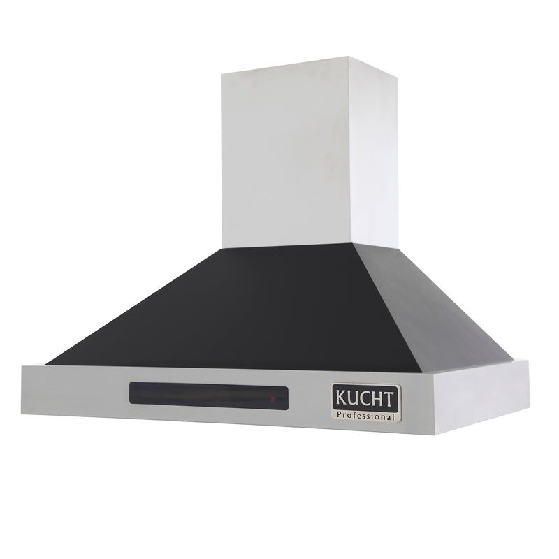 Kucht Professional 36" 900 CFM Wall Mount Range Hood in Black, Digital Controls, KRH3615-K