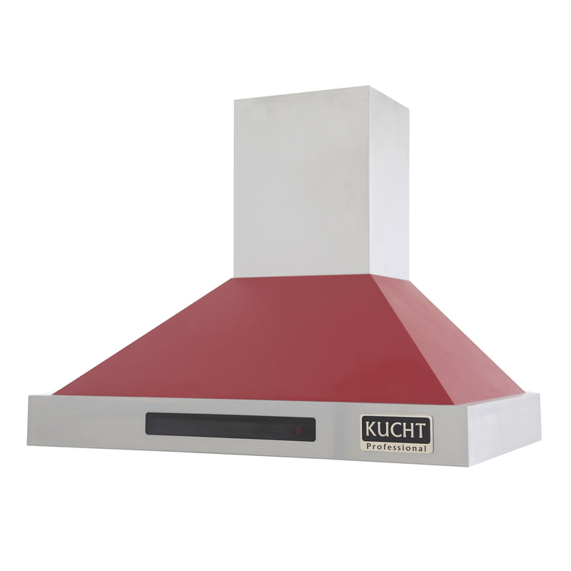Kucht Professional 36" 900 CFM Wall Mount Range Hood in Red, Digital Controls, KRH3615-R