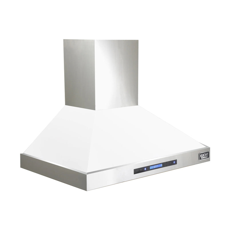 Kucht Professional 36" 900 CFM Wall Mount Range Hood in White, Digital Controls, KRH3615-W