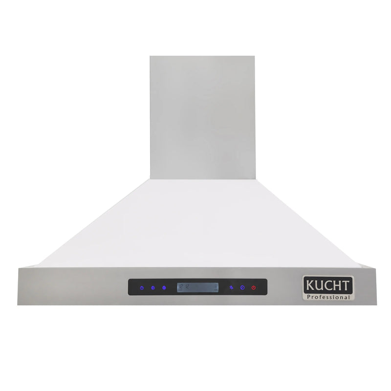 Kucht Professional 36" 900 CFM Wall Mount Range Hood in White, Digital Controls, KRH3615-W