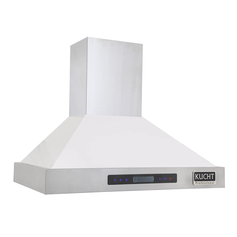 Kucht Professional 36" 900 CFM Wall Mount Range Hood in White, Digital Controls, KRH3615-W