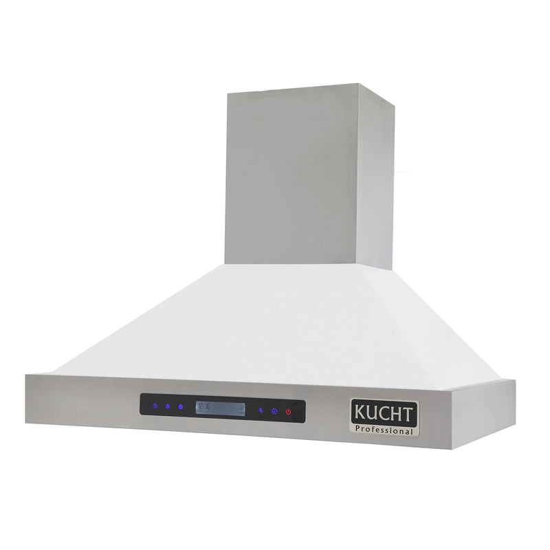 Kucht Professional 36" 900 CFM Wall Mount Range Hood in White, Digital Controls, KRH3615-W