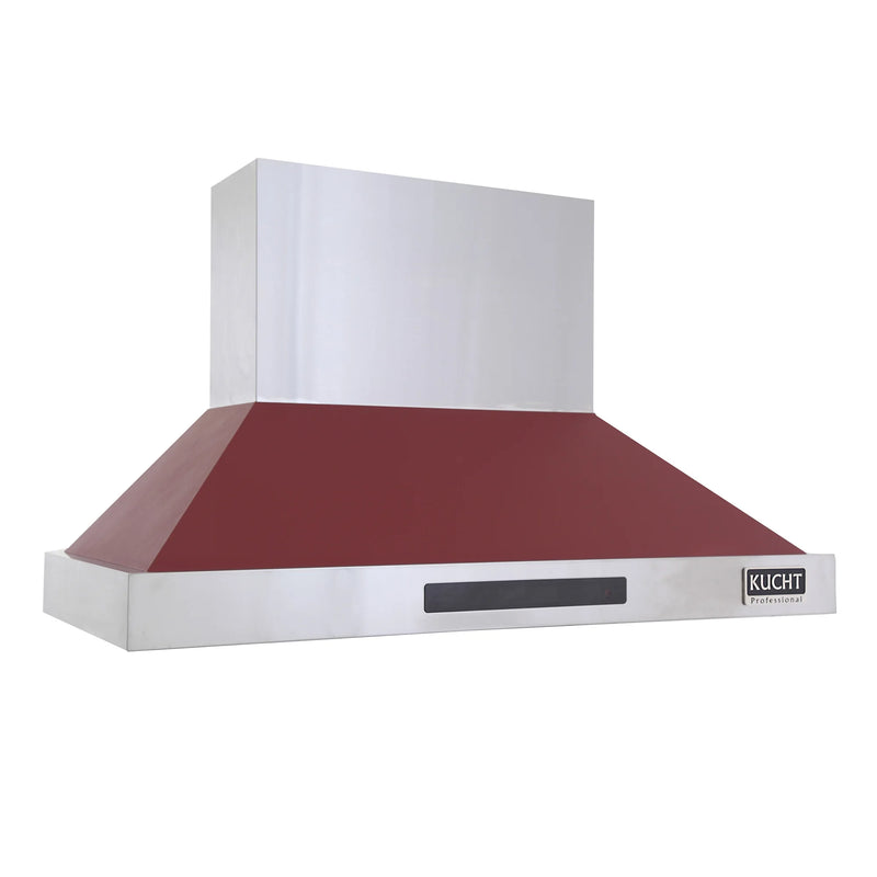 Kucht Professional 48" 1200 CFM Wall Mount Range Hood in Red, Digital Controls, KRH4815-R