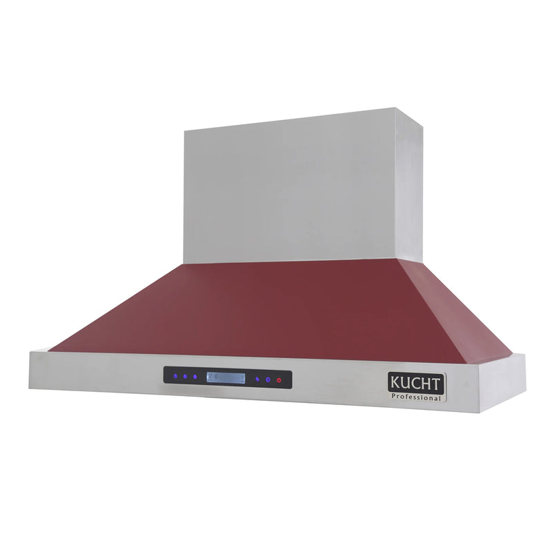 Kucht Professional 48" 1200 CFM Wall Mount Range Hood in Red, Digital Controls, KRH4815-R