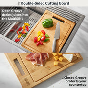 FORNO ACQUA 33 in. Drop-In/Undermount 3-Level MultiSINK Workstation Sink with Waterfall Faucet & Glass Rinser