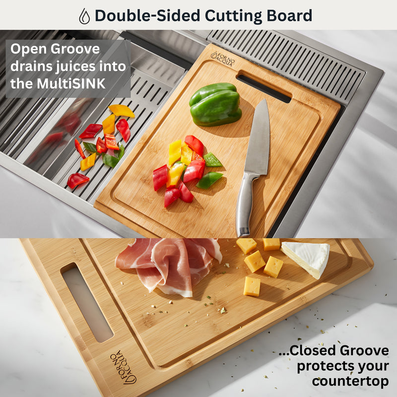 FORNO ACQUA 33 in. Drop-In/Undermount 3-Level MultiSINK Workstation Sink with Waterfall Faucet & Glass Rinser