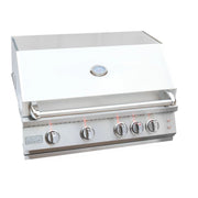 Kokomo Grills Laser Cut Grate 32In Professional Built in Gas Grill with 4 illuminated stainless steel knobs and hood-mounted temperature gauge