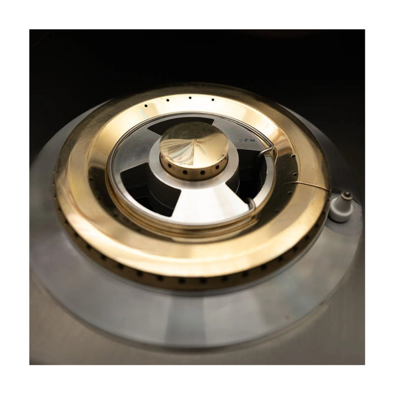 Kokomo Grills Professional Double Side Burner with dual 12,000 BTU cast brass burners and stainless steel construction close-up.