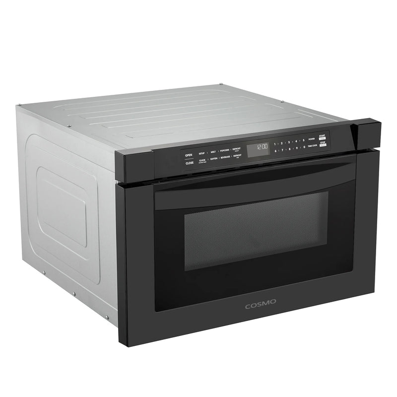 Cosmo 24" Haven Collection Microwave Drawer in Matte Black, 1.2 cu. ft., 1000W, Touch Controls, COS-12MWDBK