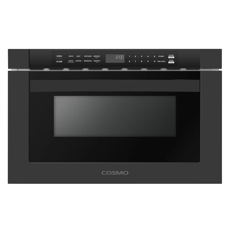 Cosmo 24" Haven Collection Microwave Drawer in Matte Black, 1.2 cu. ft., 1000W, Touch Controls, COS-12MWDBK