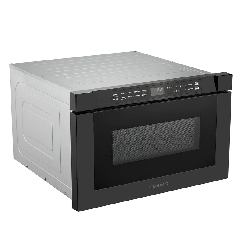 Cosmo 24" Haven Collection Microwave Drawer in Matte Black, 1.2 cu. ft., 1000W, Touch Controls, COS-12MWDBK-NH