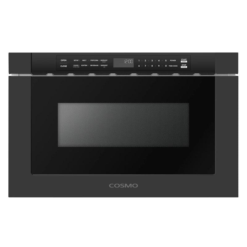 Cosmo 24" Haven Collection Microwave Drawer in Matte Black, 1.2 cu. ft., 1000W, Touch Controls, COS-12MWDBK-NH