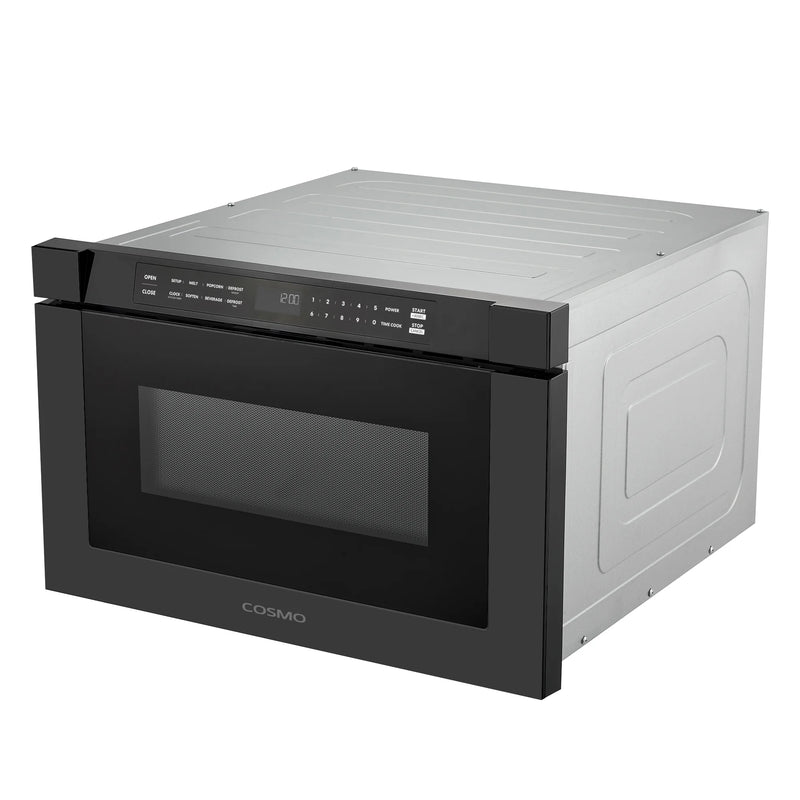 Cosmo 24" Haven Collection Microwave Drawer in Matte Black, 1.2 cu. ft., 1000W, Touch Controls, COS-12MWDBK-NH