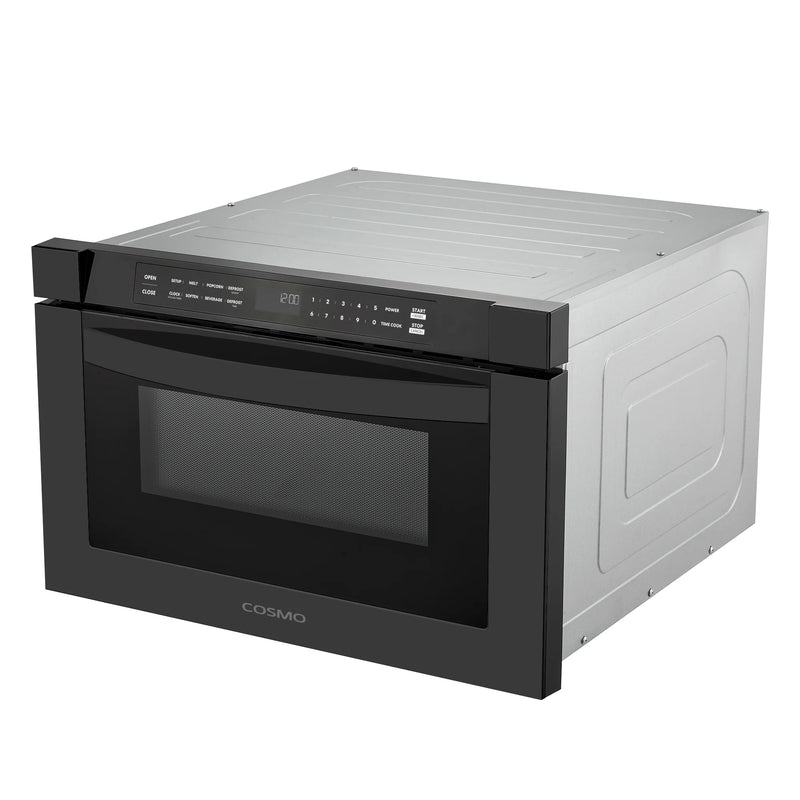 Cosmo 24" Haven Collection Microwave Drawer in Matte Black, 1.2 cu. ft., 1000W, Touch Controls, COS-12MWDBK