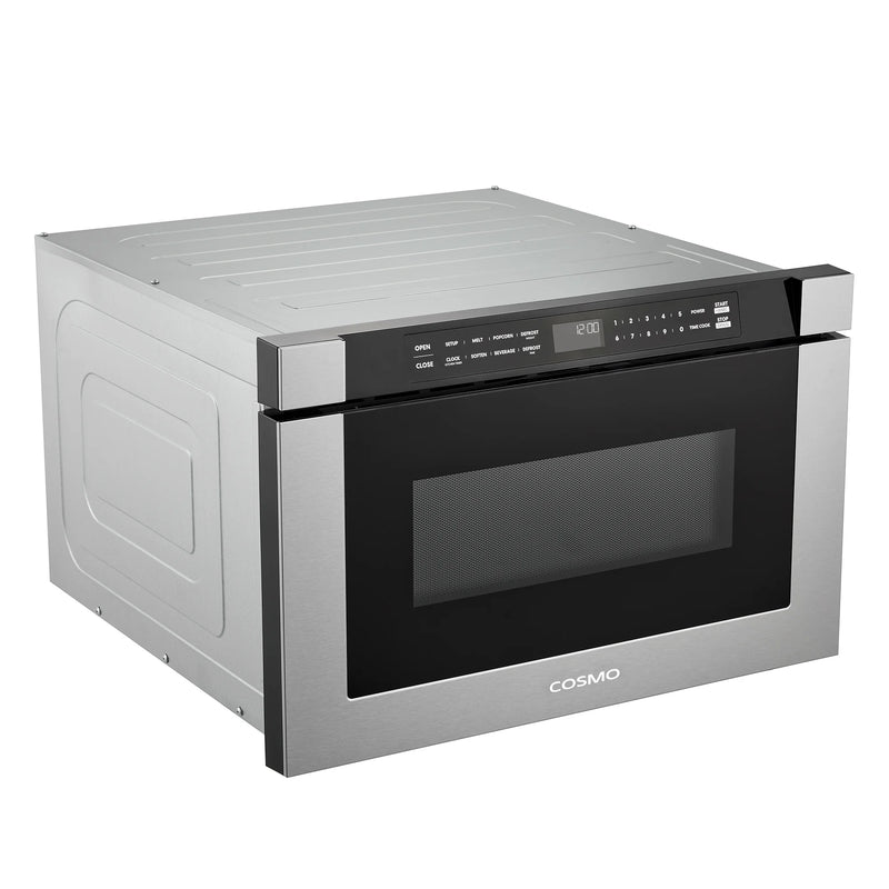 Cosmo 24" Built-in Microwave Drawer in Stainless Steel, 1.2 cu. ft. Capacity, 1000 Watts, 11 Power Levels, COS-12MWDSS-NH