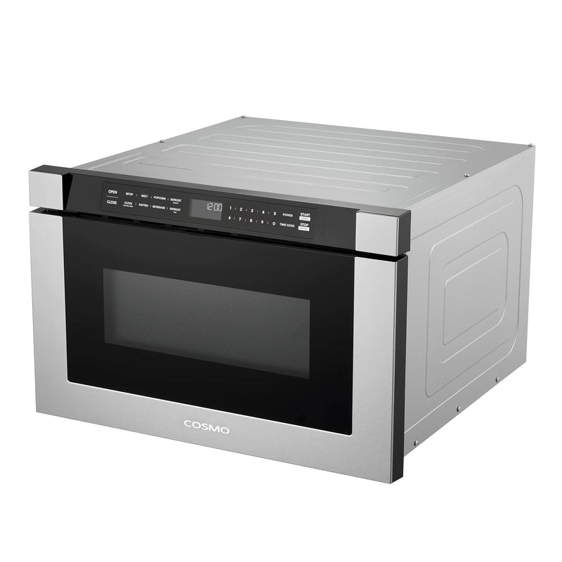 Cosmo 24" Built-in Microwave Drawer in Stainless Steel, 1.2 cu. ft. Capacity, 1000 Watts, 11 Power Levels, COS-12MWDSS-NH