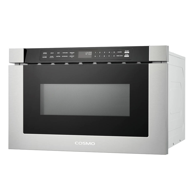 Cosmo 24" Built-in Microwave Drawer in Stainless Steel, 1.2 cu. ft. Capacity, 1000 Watts, 11 Power Levels, COS-12MWDSS-NH
