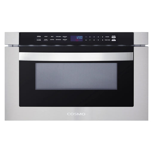 Cosmo 24" Built-In Microwave Drawer in Stainless Steel, 1000 Watts, 11 Power Levels, Automatic Presets, COS-12MWDSS