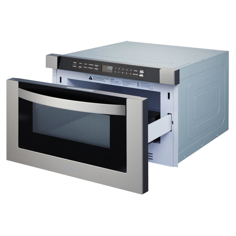 Cosmo 24" Built-In Microwave Drawer in Stainless Steel, 1000 Watts, 11 Power Levels, Automatic Presets, COS-12MWDSS