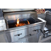 Kokomo Grills 32” Built-In Charcoal Grill in stainless steel with adjustable air dampers and a double-wall hood.