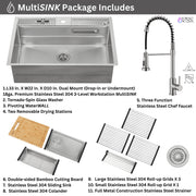 FORNO ACQUA MultiSINK kit with Integrated Waterfall Rinsing and Glass Washing Station.  Includes Chef Faucet and Accessories.