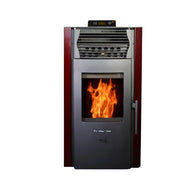 Stove with visible flames on a white background