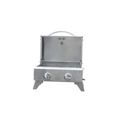 Kokomo Grills On The Go portable stainless steel grill with dual knobs, carry handle, and 266.5 sq. inch cooking surface