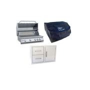 Kokomo Grills 3 PIECE OUTDOOR KITCHEN PACKAGE DEAL with 32" 4 burner stainless steel grill, grill cover, and combo door drawer system.