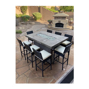 Kokomo Grills Rattan Outdoor Bar Stools 2 Pack with white cushions and footrest, 30” seat height, perfect for patio bars.