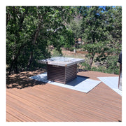 Kokomo Grills Jamaica Fire Table with fire-glass, 3’5″ square, Spectrum Brown stucco finish, compact outdoor firepit.