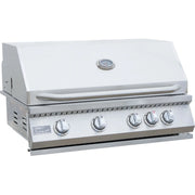 Kokomo Grills Aruba BBQ Island 32" 4-burner stainless steel built-in grill with front knobs and temperature gauge.