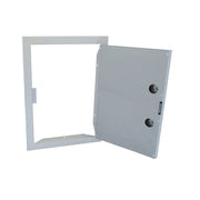 Kokomo Grills 17x24 Reversible Stainless Steel Access Door with polished handles, dual wall 304 stainless steel, and magnetic closure.