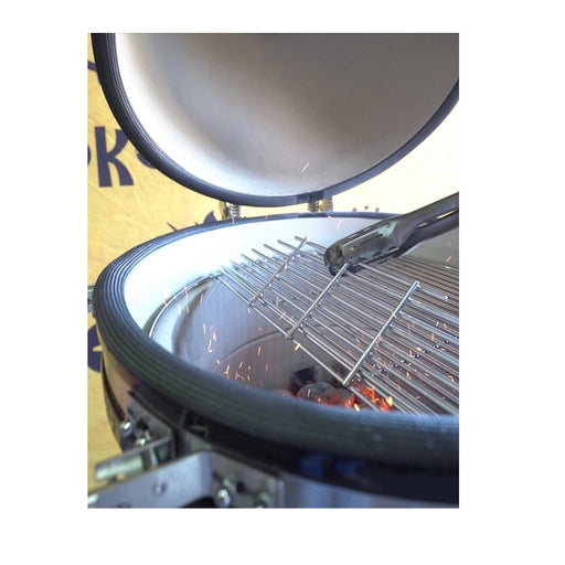 Kokomo Grills 21 Inch Kamado KoKoMo Ceramic BBQ Grill with premium ceramic construction, stainless steel grates, and black exterior.