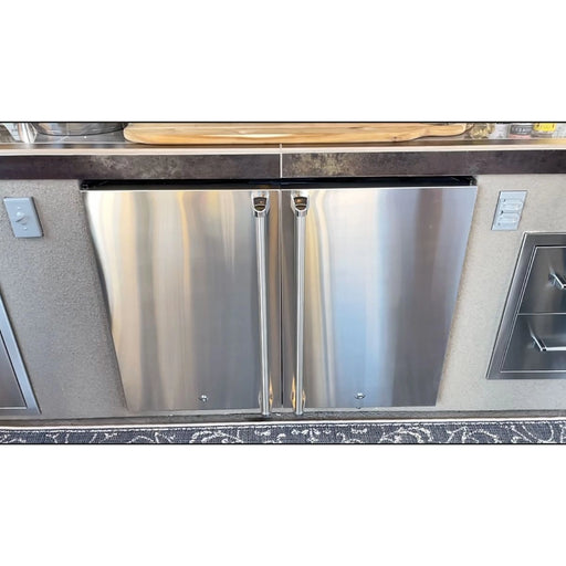 Kokomo Grills Double Door Outdoor Refrigerators with stainless steel 304 exterior and durable handles for outdoor kitchen use