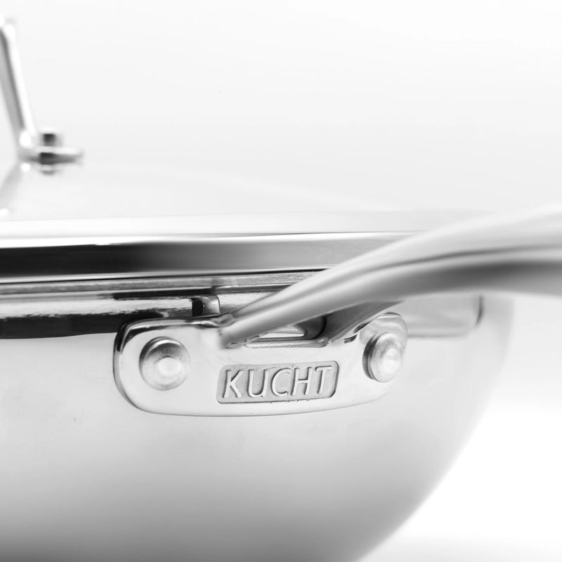 Kucht Professional Stainless Steel 3-Ply Wok with Lid, KW309