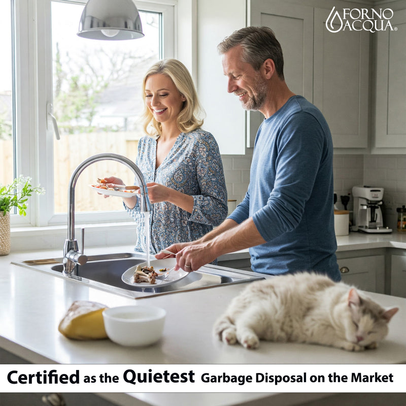 Forno ACQUA 1HP Garbage Disposal with Motion Sensor LED Light, Air Switch, 4-Stage Grinding, WDD100TA1BO