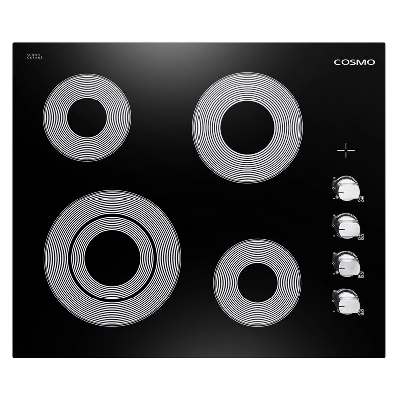 Cosmo 24" Electric Ceramic Glass Cooktop, Dual Zone Element, 4 Elements, COS-244ECC