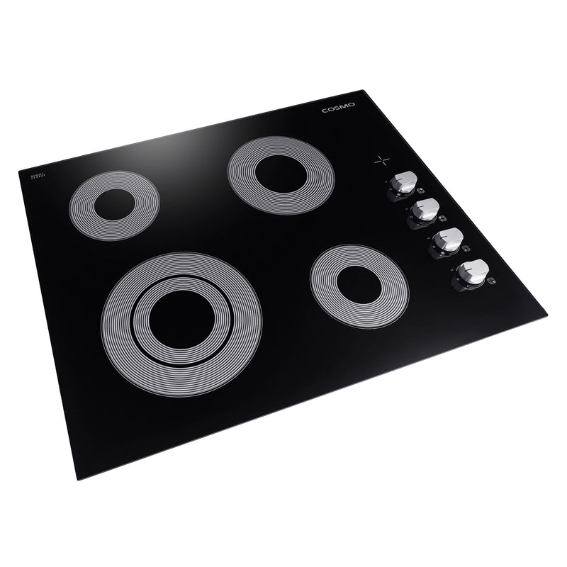 Cosmo 24" Electric Ceramic Glass Cooktop, Dual Zone Element, 4 Elements, COS-244ECC