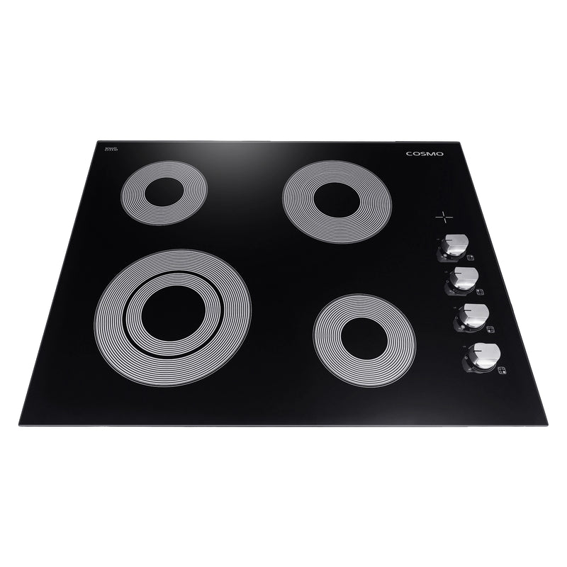 Cosmo 24" Electric Ceramic Glass Cooktop, Dual Zone Element, 4 Elements, COS-244ECC