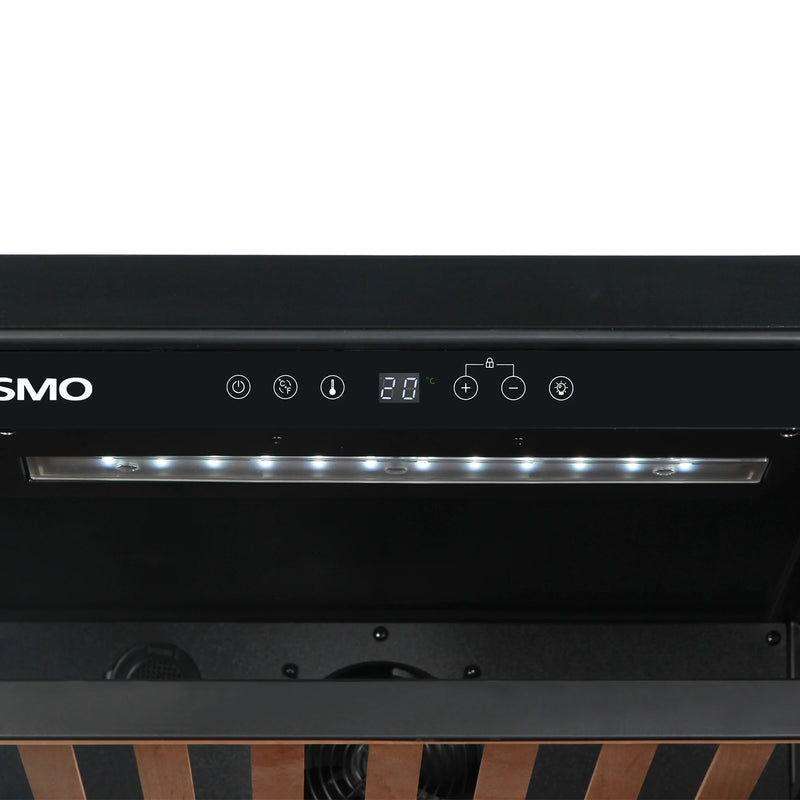 Cosmo 24" Lumin Collection Wine Cooler in Matte Black, 52-Bottle Capacity, LED Lighting, COS-24BIWCS-BK