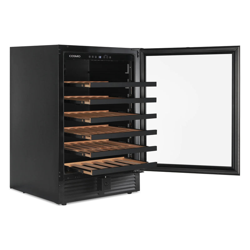 Cosmo 24" Lumin Collection Wine Cooler in Matte Black, 52-Bottle Capacity, LED Lighting, COS-24BIWCS-BK