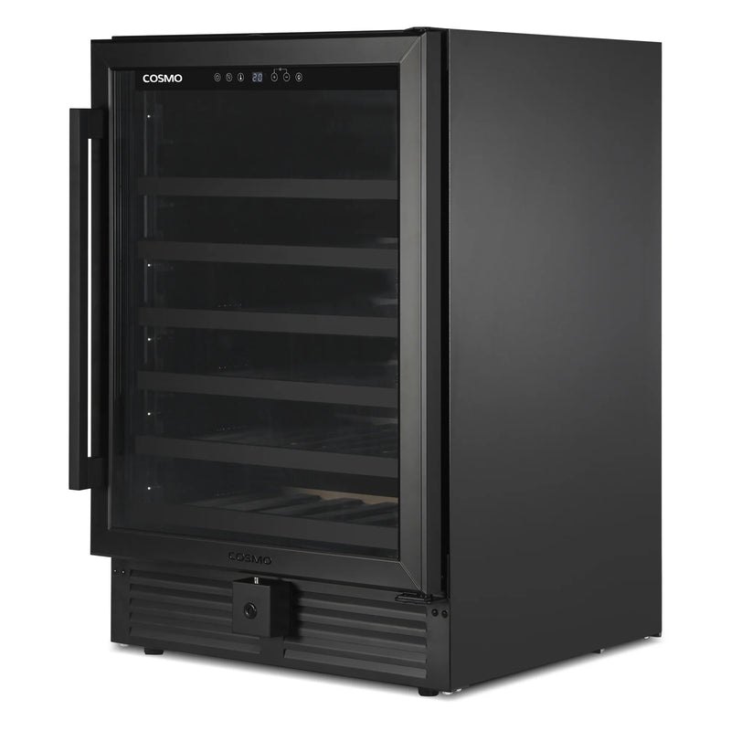 Cosmo 24" Lumin Collection Wine Cooler in Matte Black, 52-Bottle Capacity, LED Lighting, COS-24BIWCS-BK