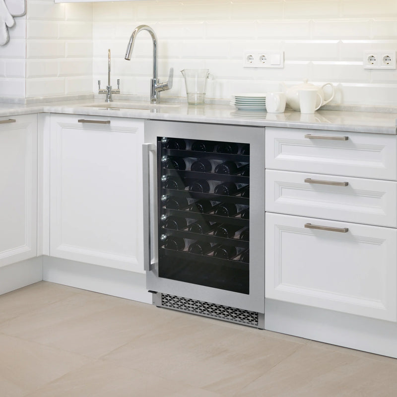 Cosmo 24" Single Zone Compressor Wine Cooler in Stainless Steel, 48-Bottle Capacity, Digital Touchpad Control, COS-24BIWCS