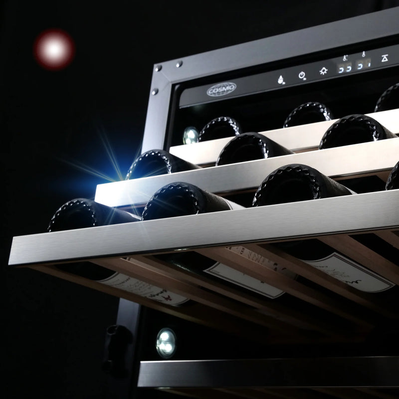 Cosmo 24" Single Zone Compressor Wine Cooler in Stainless Steel, 48-Bottle Capacity, Digital Touchpad Control, COS-24BIWCS