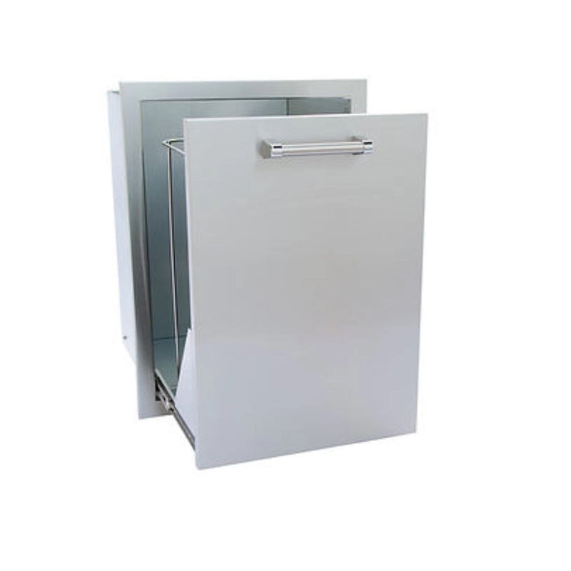 Kokomo Grills Outdoor Kitchen Stainless Steel Trash/Propane Pull-Out KO-TRHD with polished bar handle and smooth ball bearing glides.